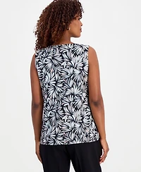 Kasper Women's Sleeveless Printed Keyhole Top