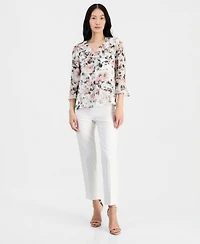 Kasper Women's Ruffle-Front V-Neck Blouse