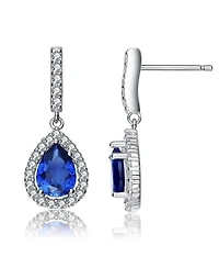 Sterling Silver White Gold Plated Cubic Zirconia Teardrop Earrings