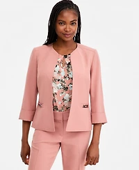 Kasper Women's Cuffed 3/4-Sleeve Collarless Jacket