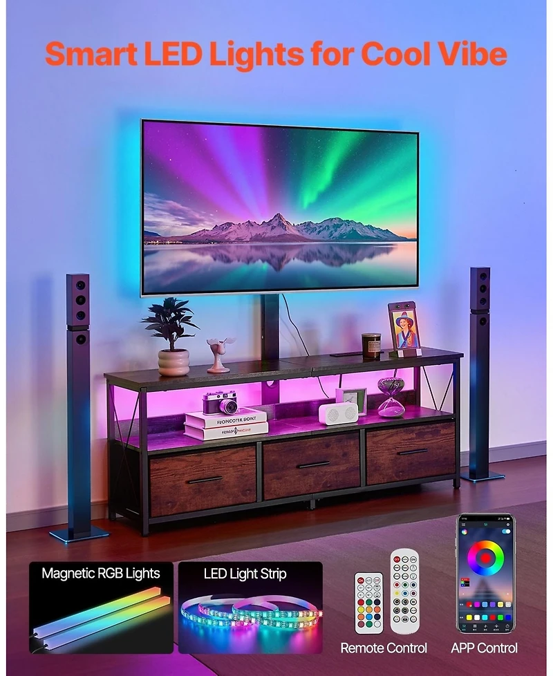 Gouun Tv Stand with Mount and Led Lights for TVs