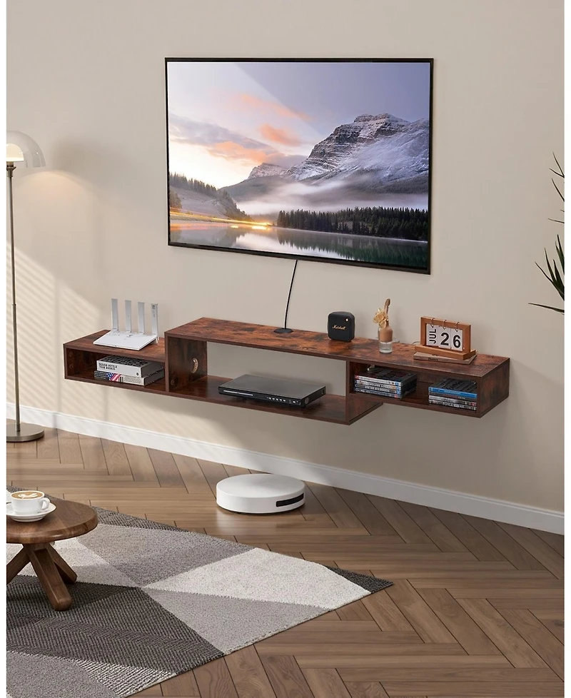 Gouun Floating Tv Stand with Power Outlets and Storage