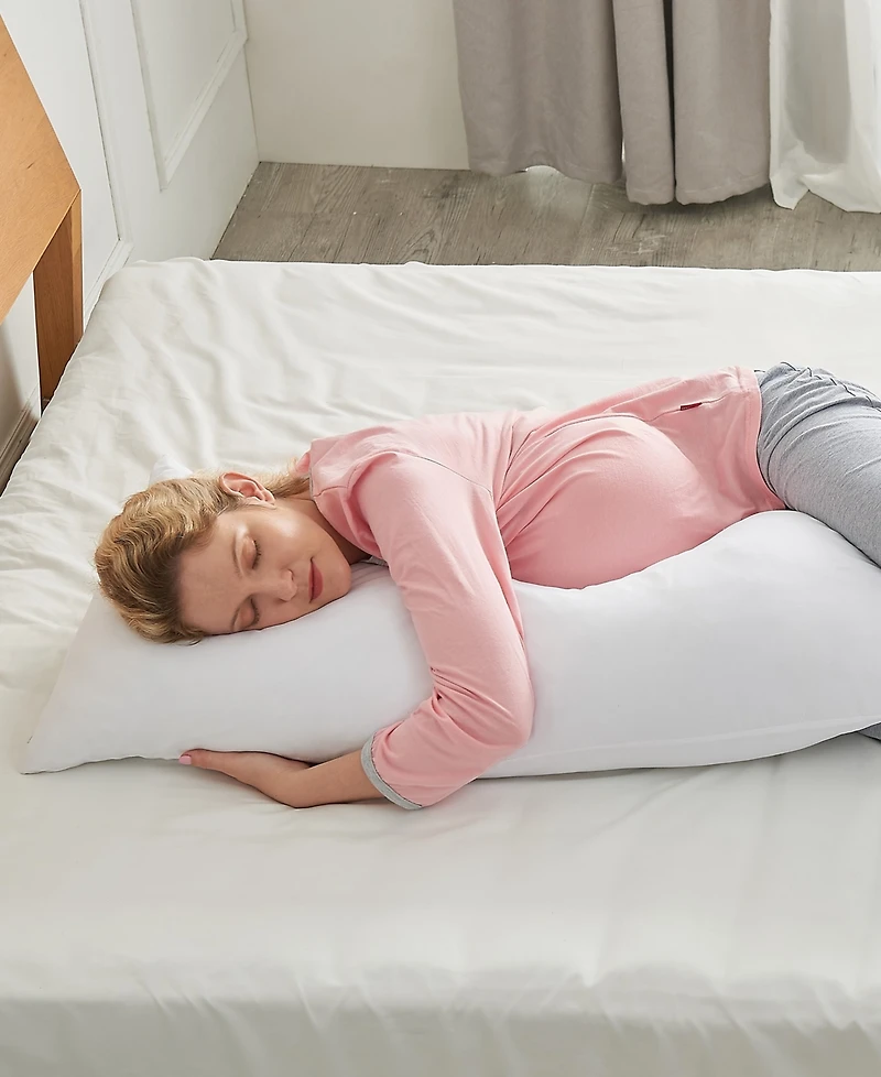 Cheer Collection Hypoallergenic Down Alternative Side Body Pillow with Zippered Cover