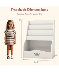 Slickblue 4 Tier Kids Book Organizer with Shelves and Compartment