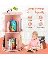 Slickblue 2 Tier Rotating Kids Bookshelf with Bunny Storage Baffles