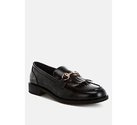 London Rag Womens Marbin Fringed Penny Strap Loafers