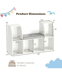 Slickblue 40 Inch Kids Bookshelf with Reading Nook and 6 Open Cubes