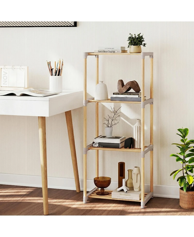 Slickblue 4 Tier Open Shelf Storage Bookcase for Home and Office Spaces