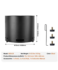 Gouun 15 in Smokeless Fire Pit with Removable Ash Pan for Patio and Camping