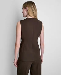 Dkny Petite Longline Crewneck Vest