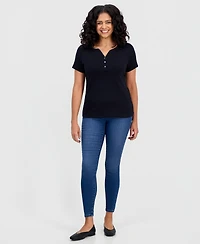 Style & Co Petite Cotton Henley Short-Sleeve T-Shirt, Exclusively at Macy's