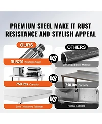 Gouun Stainless Steel Rolling Work Table 24 x 36 x 38 in with 4 Casters