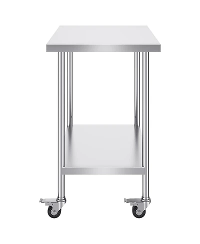 Gouun Stainless Steel Rolling Work Table 24 x 36 x 38 in with 4 Casters
