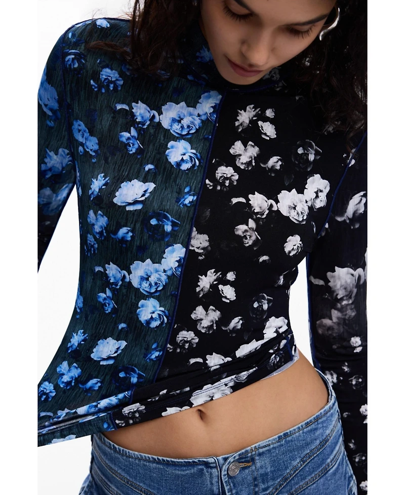 Desigual Women's Bicolor floral t-shirt