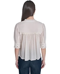 Tommy Hilfiger Women's Puff-Sleeve Button-Front Top