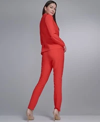 Tommy Hilfiger Womens 1 Button Calvary Twill Blazer Mid Rise Fit Solution Skinny Pants Crew Neck Floral Sweater