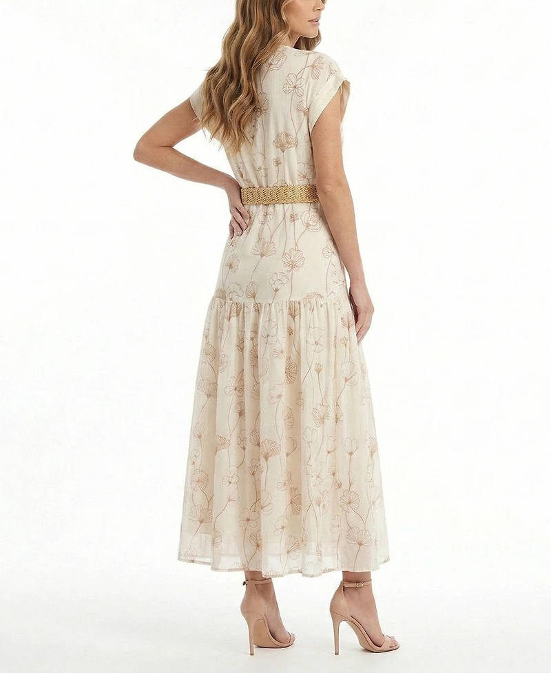 Taylor Petite V-Neck Belted Maxi Dress