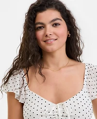 Ultra Flirt Juniors' Flutter-Sleeve Tie-Neck Top