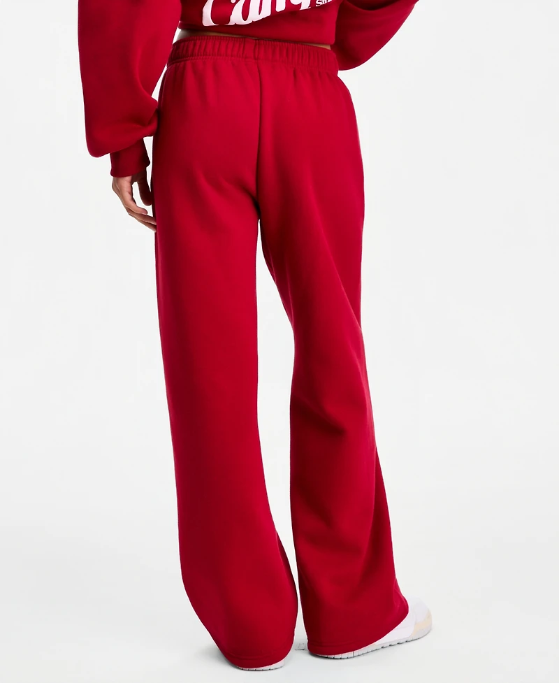The Happy Camp3r Juniors' Puff-Print Wide-Leg Sweatpants