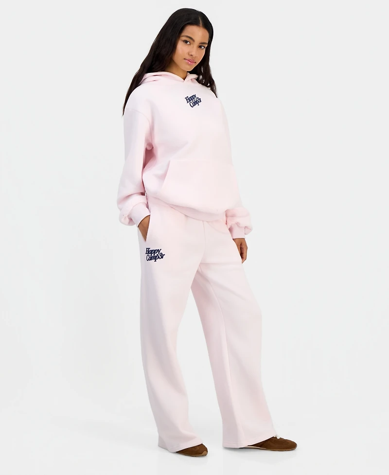 The Happy Camp3r Juniors' Puff-Print Wide-Leg Sweatpants