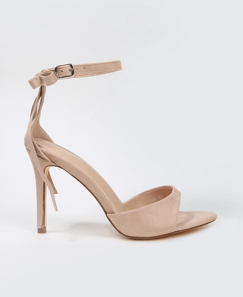 Berness Women's Fia Ankle Strap Heeled Sandal Adorned on the Back with a Double Bow