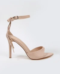 Berness Women's Fia Ankle Strap Heeled Sandal Adorned on the Back with a Double Bow