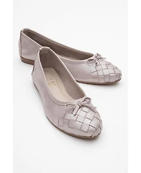 Forever and Always Shoes Women's Nopos Leather Cap Toe Ballet Flat