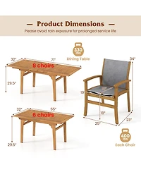 Gymax 9-Piece Acacia Wood Outdoor Dining Set for 6-8 w/ 1.97'' Umbrella Hole