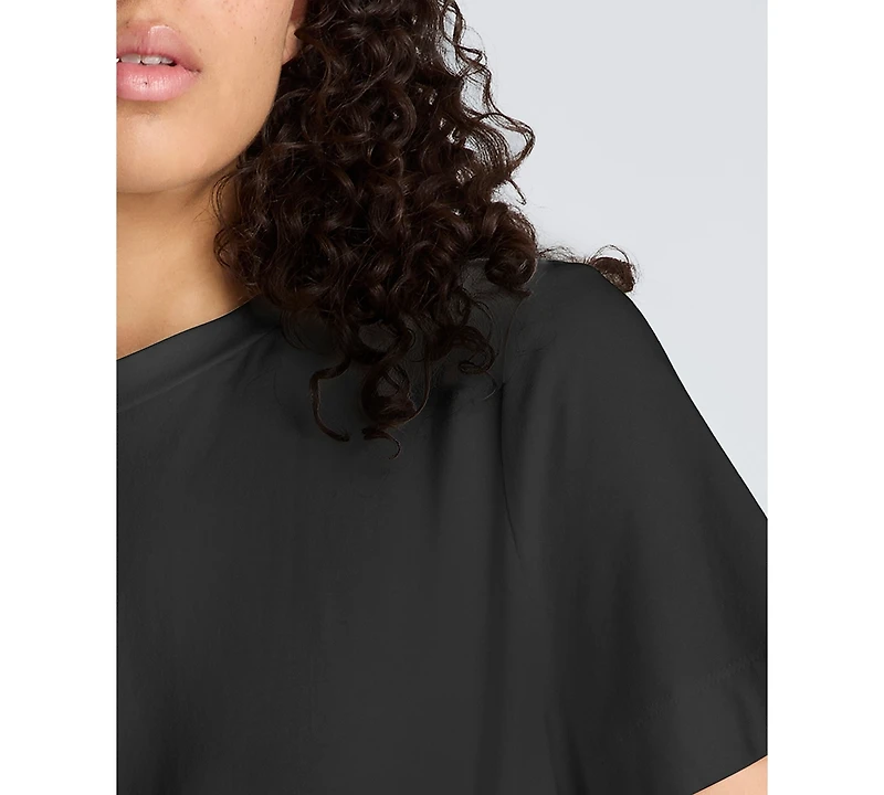 Kenneth Cole Women's Short-Sleeve High-Low Pleated Back T-Shirt