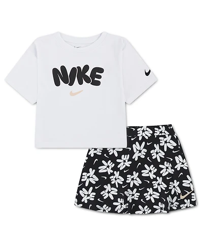 Nike Girls' 4-6X Bold Play T-Shirt and Scooter Skort, 2-Piece Set