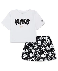 Nike Girls' 4-6X Bold Play T-Shirt and Scooter Skort, 2-Piece Set