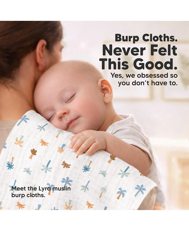 KeaBabies Kids 5-Pack Lyra Muslin Burp Cloths Boy, Girl, Soft Cotton Burping for Newborn