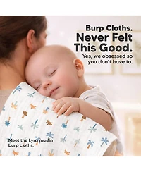 KeaBabies Kids 5-Pack Lyra Muslin Burp Cloths Boy, Girl, Soft Cotton Burping for Newborn