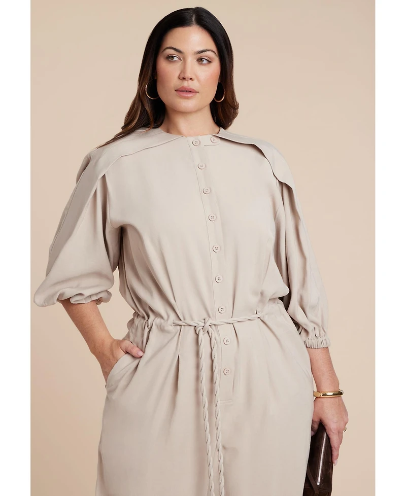 Eloquii Women's Plus W Cord Tie Jumpsuit