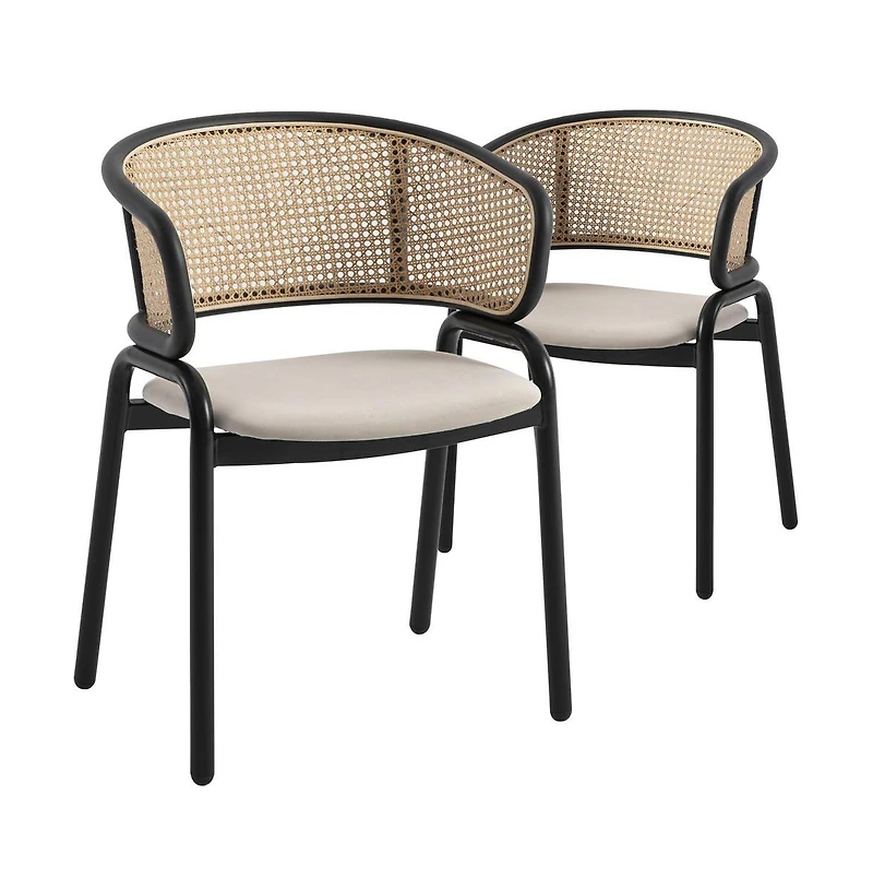 LeisureMod Dining Chair With Stainless Steel Legs Velvet Seat and Wicker Back