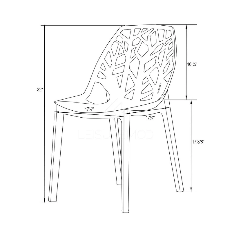 LeisureMod Modern Cornelia Dining Chair, Set of 2