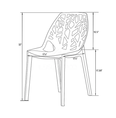 LeisureMod Modern Cornelia Dining Chair, Set of 2