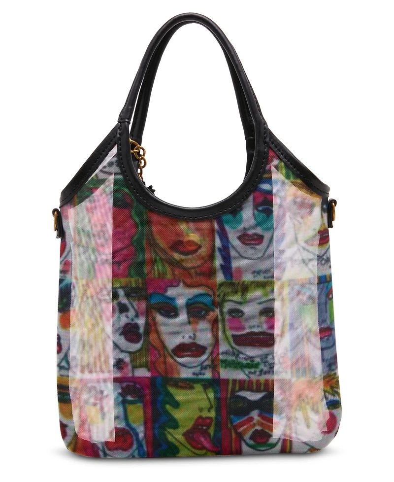 Betsey Johnson Artwork Faces Mini Satchel Handbag