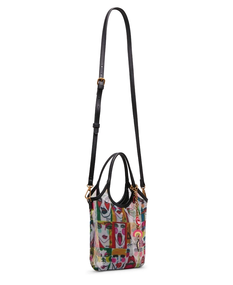 Betsey Johnson Artwork Faces Mini Satchel Handbag