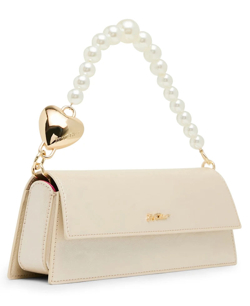 Betsey Johnson Cultivated Pearl Strap Small Shoulder Handbag