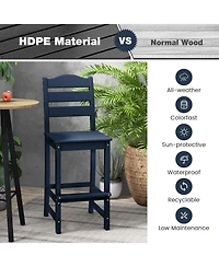 Gymax Set Of 2 Outdoor Hdpe Bar Stool Patio Tall Chair Backrest Footrest All Weather
