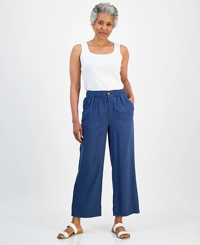 Style & Co Petite High-Rise Wide-Leg Ankle Pants, Macy's Exclusive