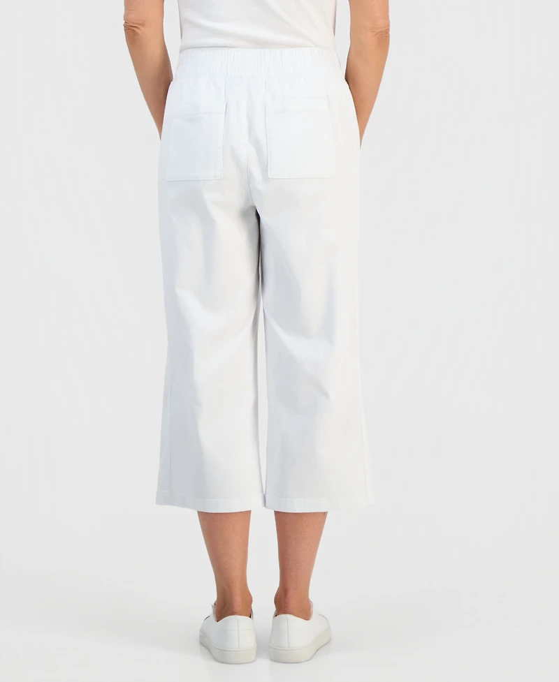 Style & Co Petite Pull-On Wide-Leg Twill Capri, Macy's Exclusive