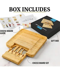 Zulay Kitchen Wooden Bamboo Cheese Board Party Set