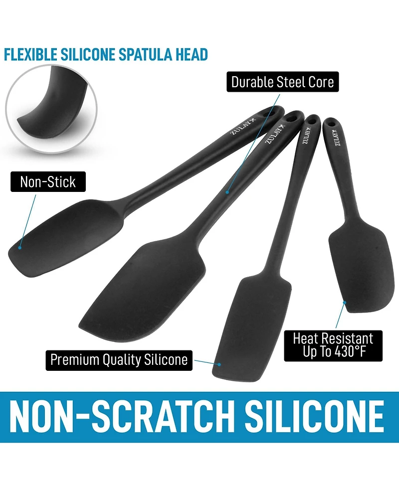 4pcs Silicone Spatula Set - Heat Resistant Tools for Cooking, Baking & Mixing