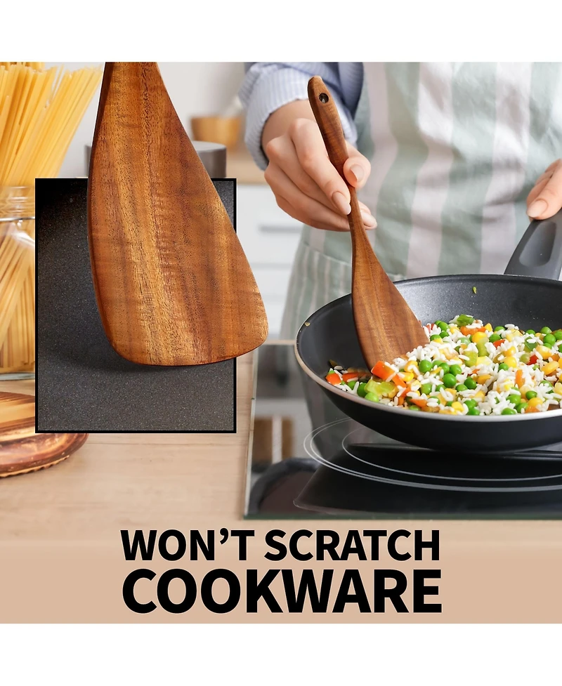 6-Piece Natural Teak Wooden Utensils for Cooking