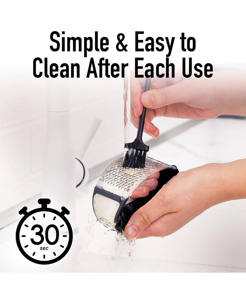 Stainless Steel Garlic Press Rocker Set - Premium Mincer Crusher with Peeler and Scraper