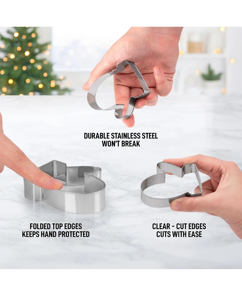 (14-Pieces) Metal Christmas Cookie Cutters - Stainless Steel Christmas Cookie Cutters With Folded Edges