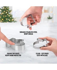 (14-Pieces) Metal Christmas Cookie Cutters - Stainless Steel Christmas Cookie Cutters With Folded Edges