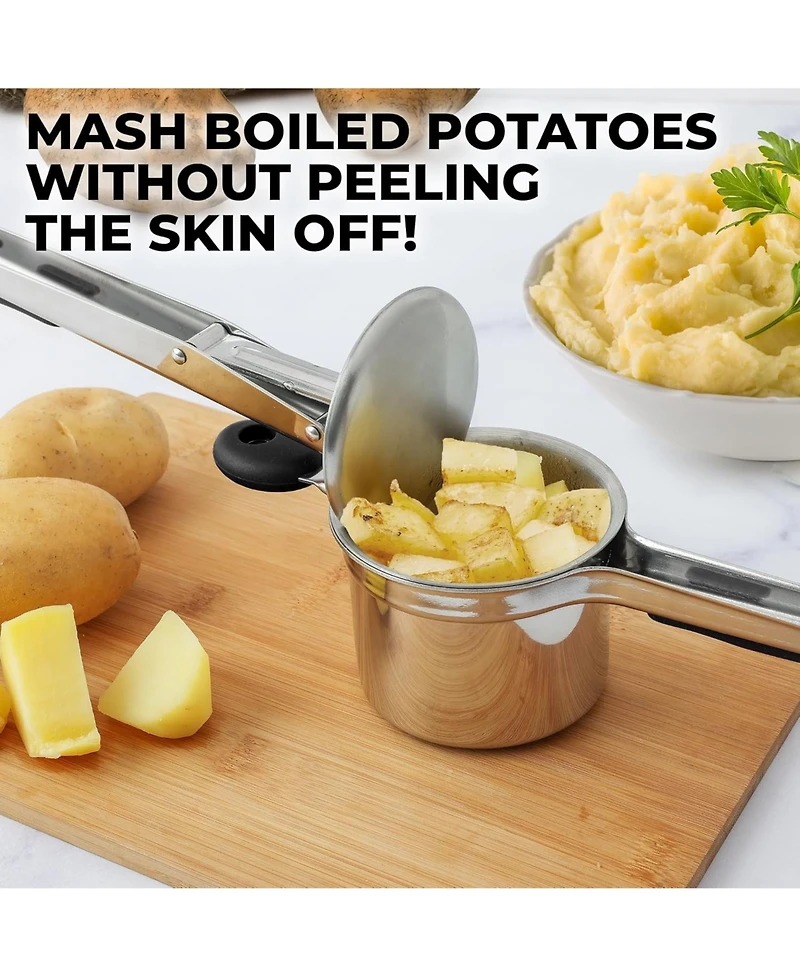 Heavy Duty Professional Stainless Steel Potato Masher and Ricer Kitchen Tool, Press Mash